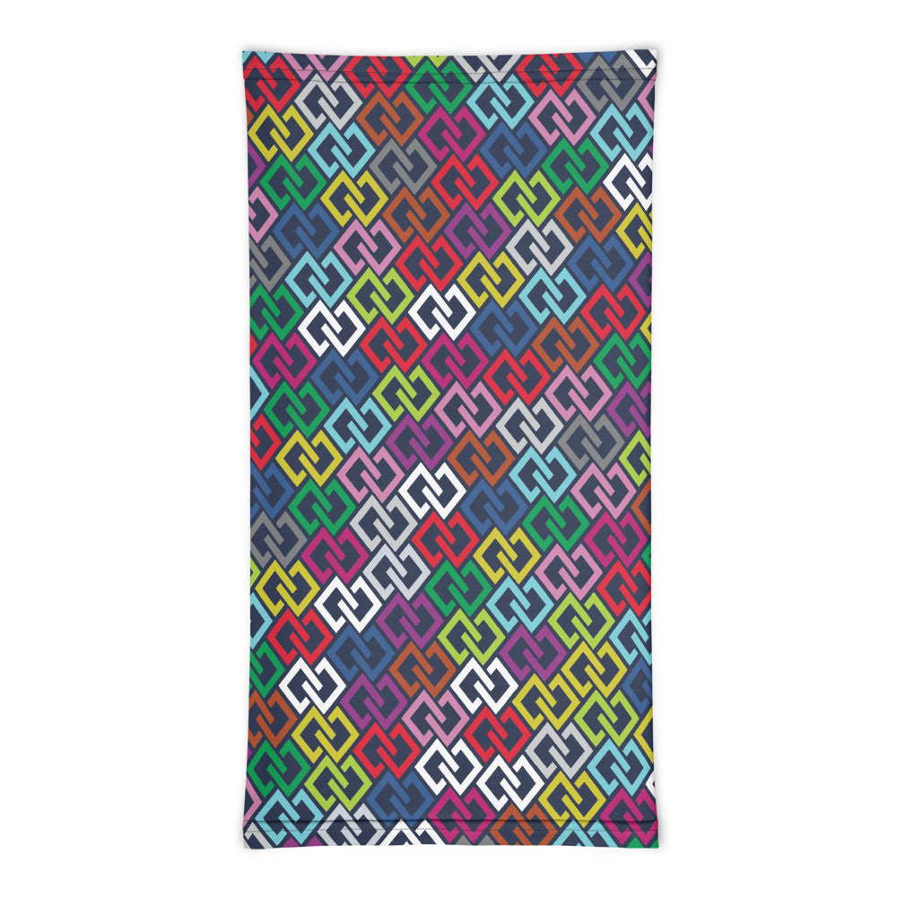 Double Diamond Multicolour Neck Gaiter – flat, front (Printful mockup)
