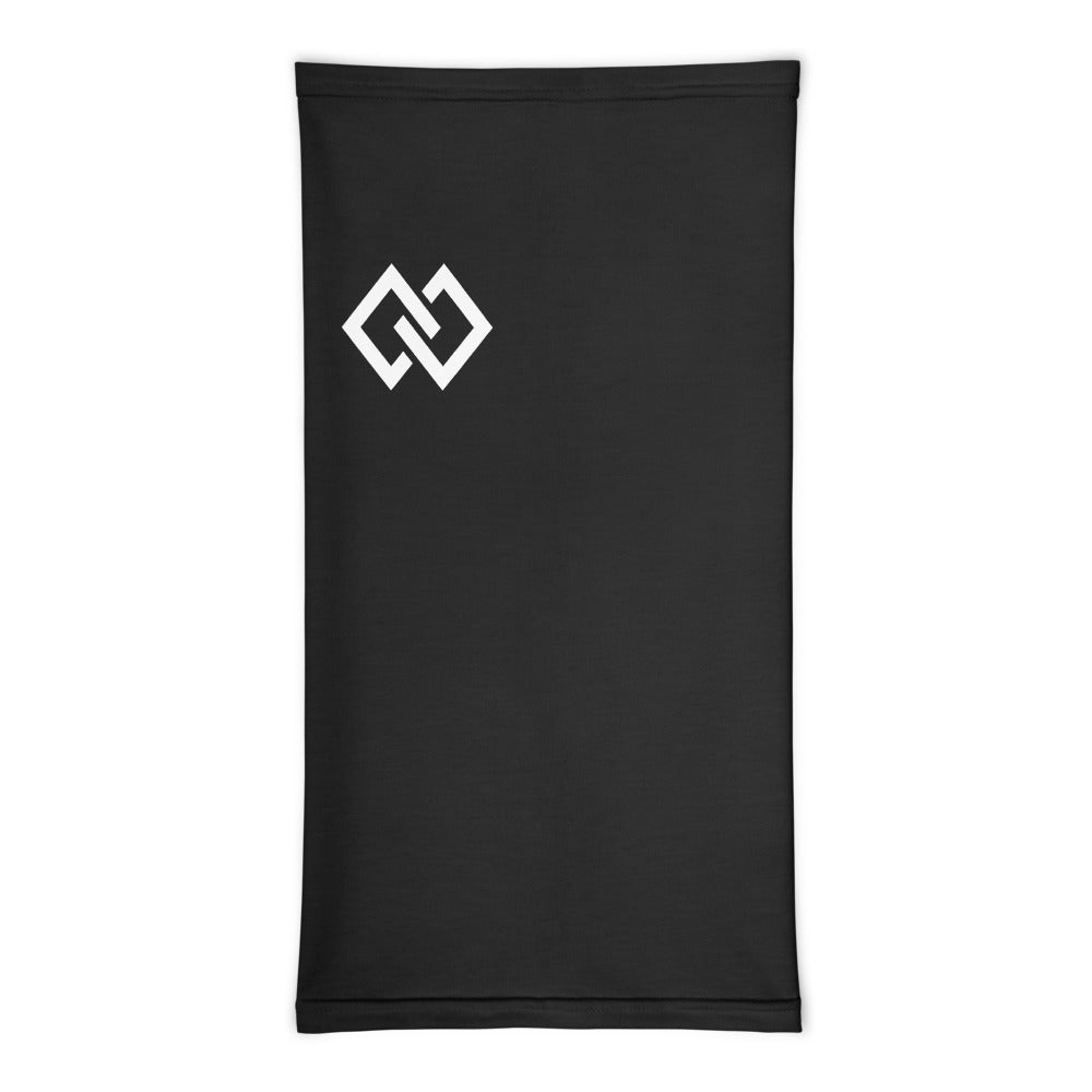 Double Diamond Neck Gaiter – Black Single Logo – flat, front (Printful mockup)