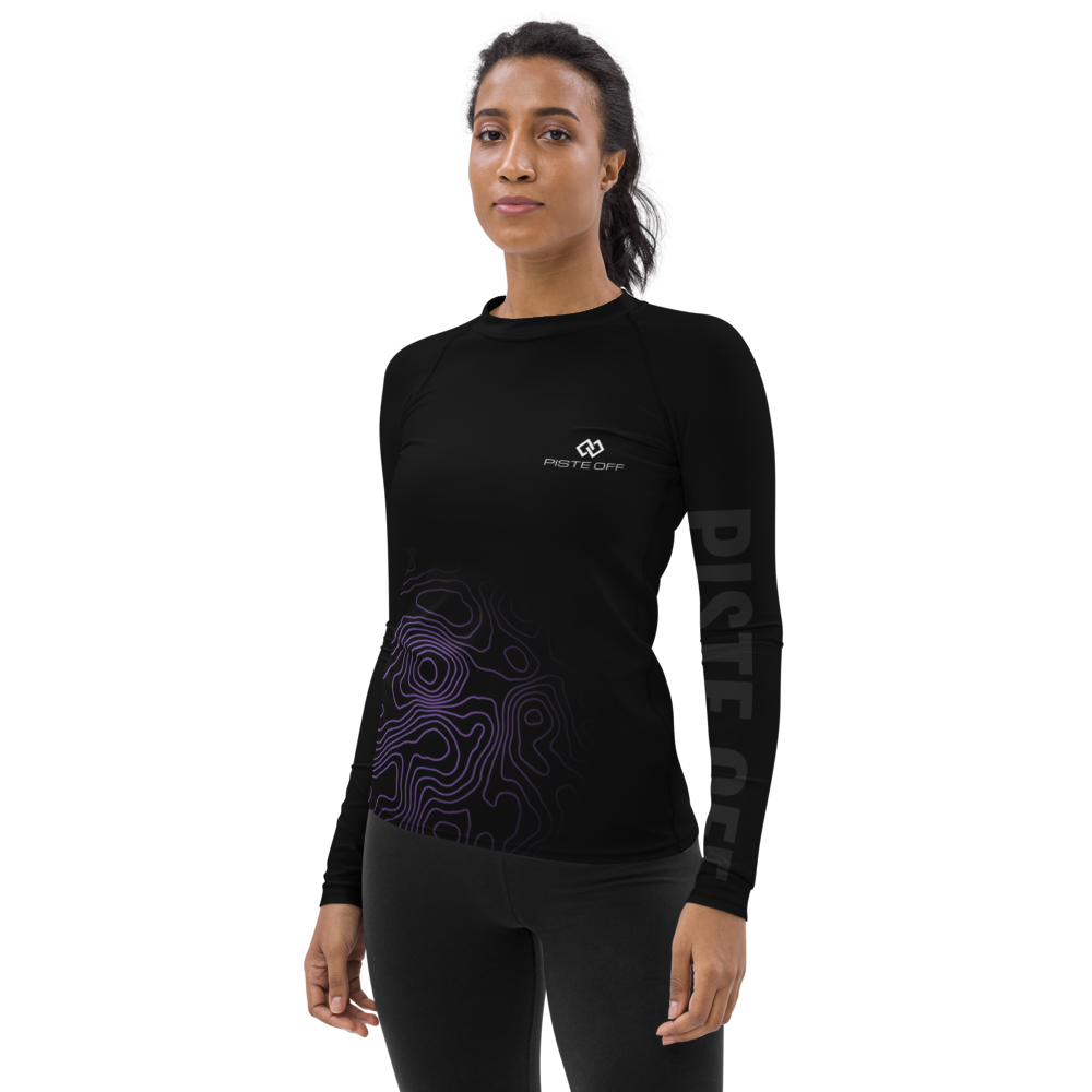 Women's Contour Base Layer – left side with PISTE OFF sleeve (Printful mockup)