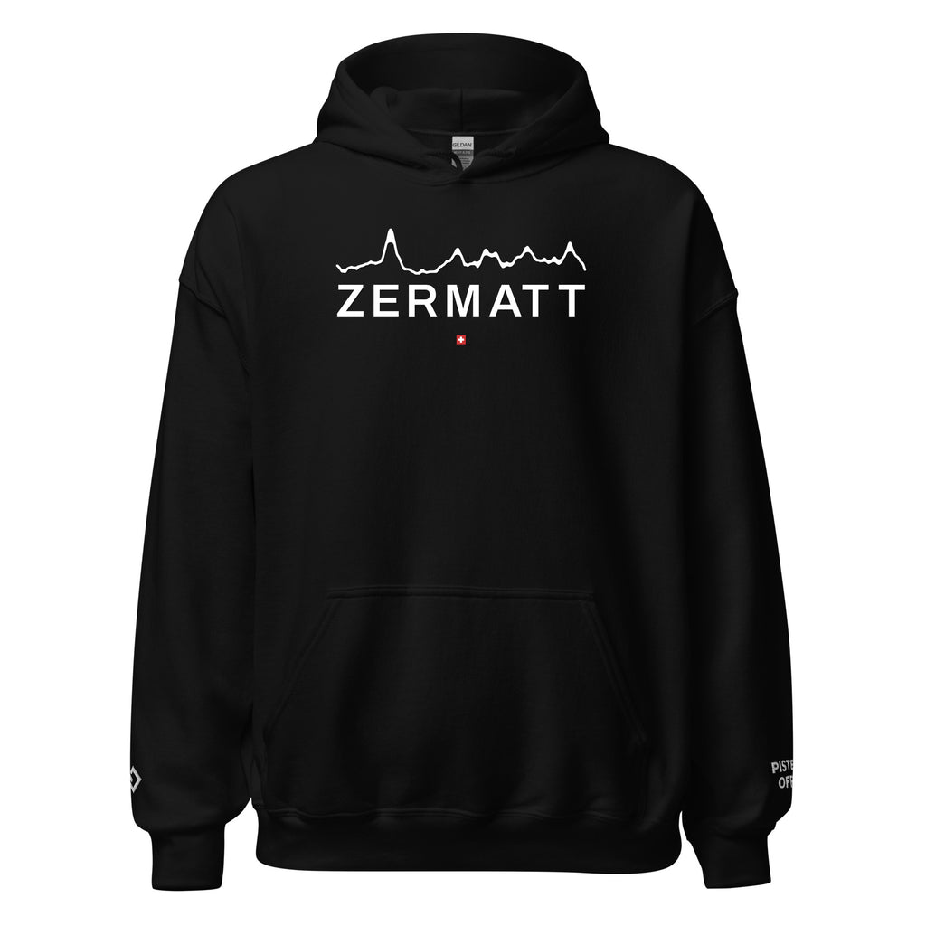 Zermatt embroidered hoodie, black, front