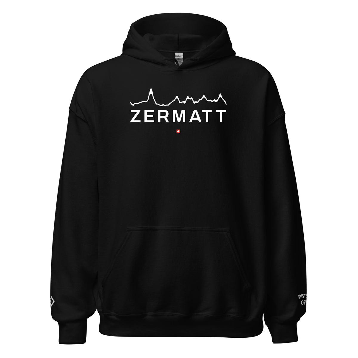 Zermatt embroidered hoodie, black, front
