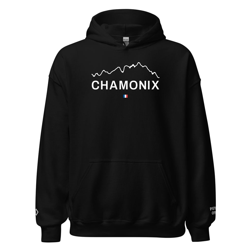 Chamonix embroidered hoodie, black, front