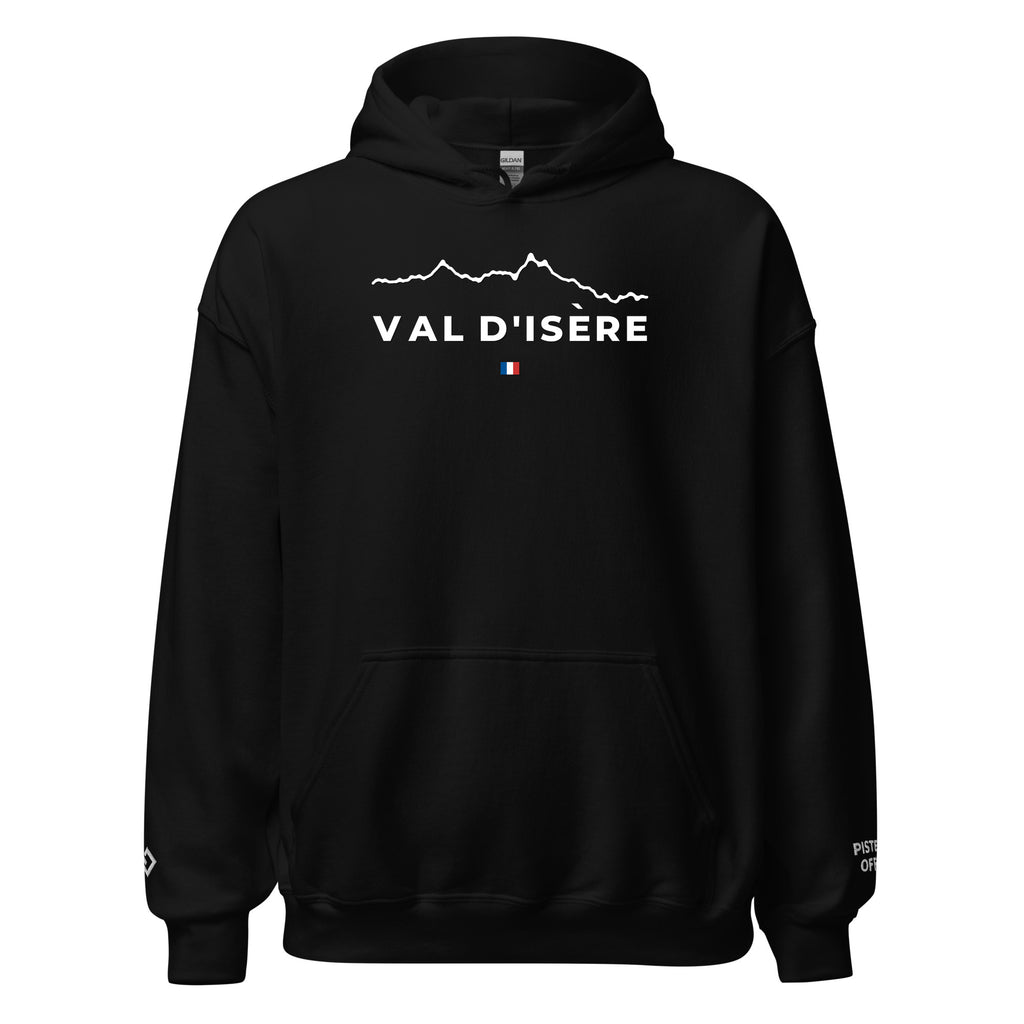Val d’Isère embroidered hoodie, black, front