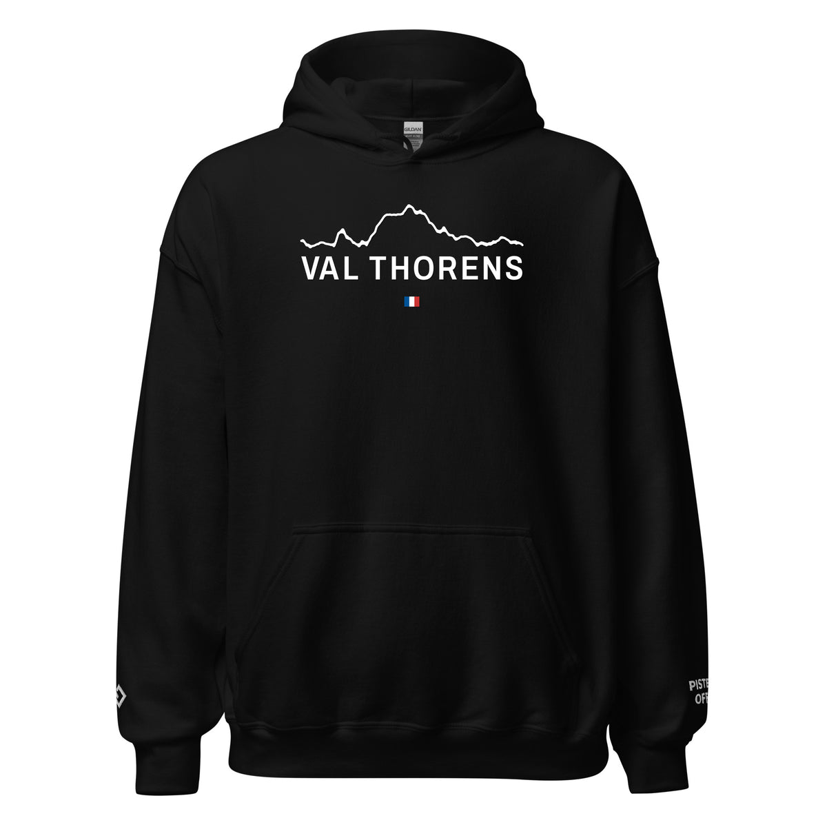Val Thorens embroidered hoodie, black, front