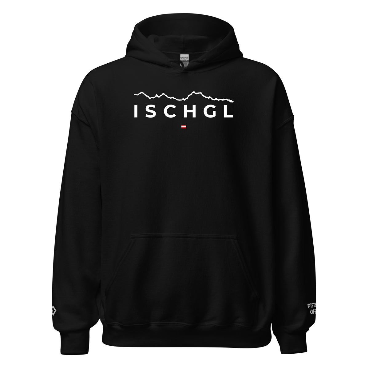Ischgl embroidered hoodie, black, front