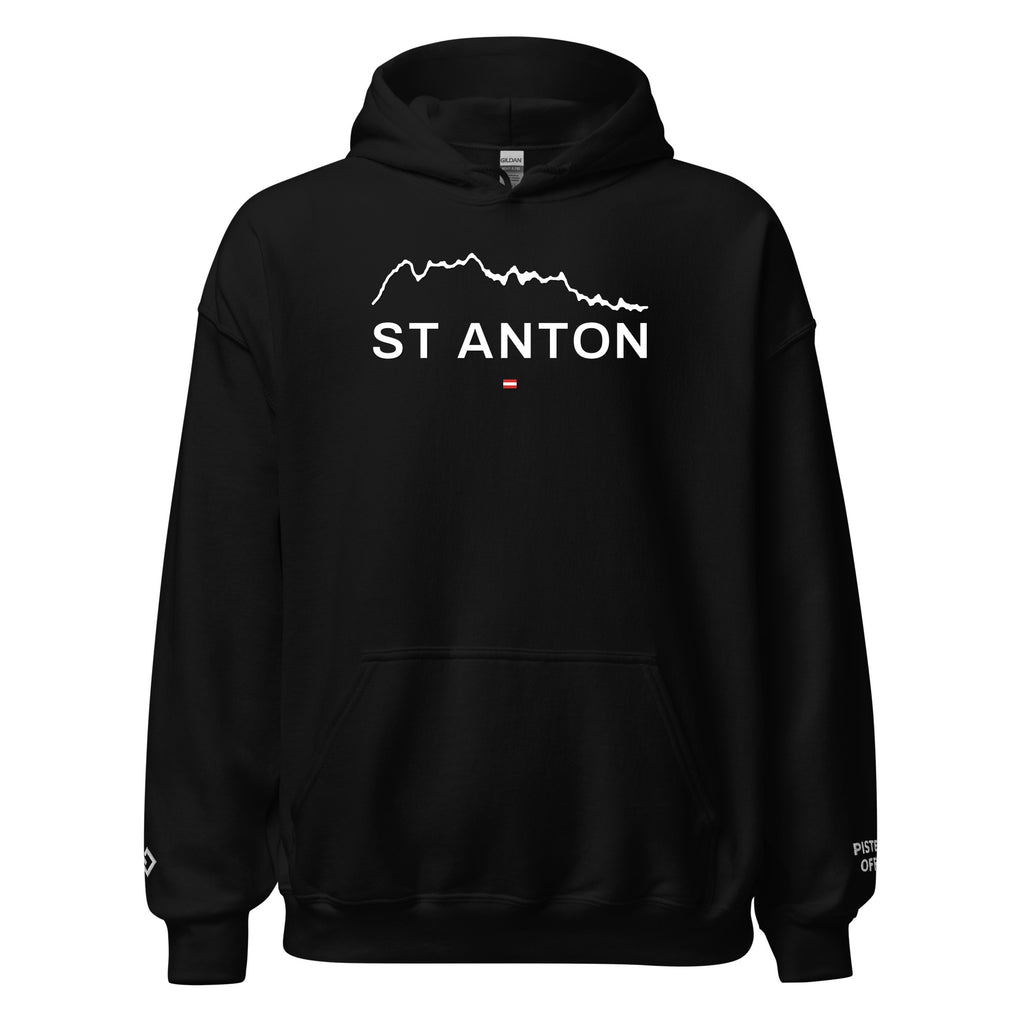 St Anton embroidered hoodie, black, front