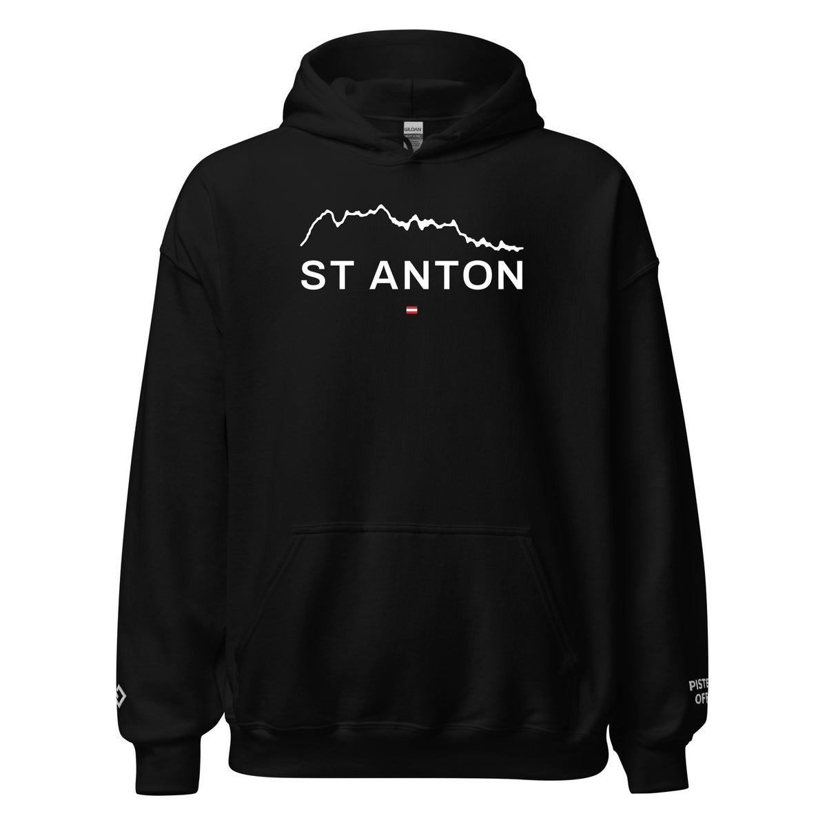 St Anton embroidered hoodie, black, front