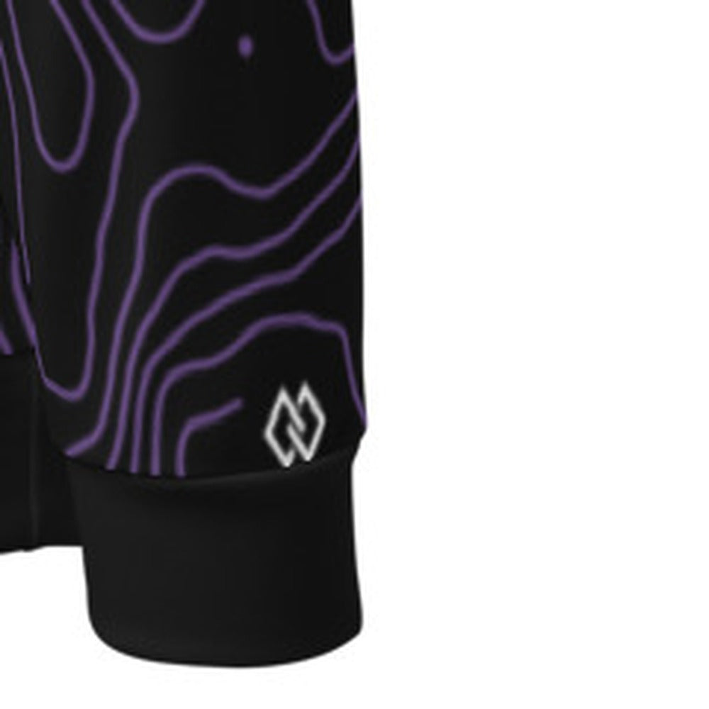 Contour Hoodie – right cuff close-up, double-diamond in white (Printful mockup crop)