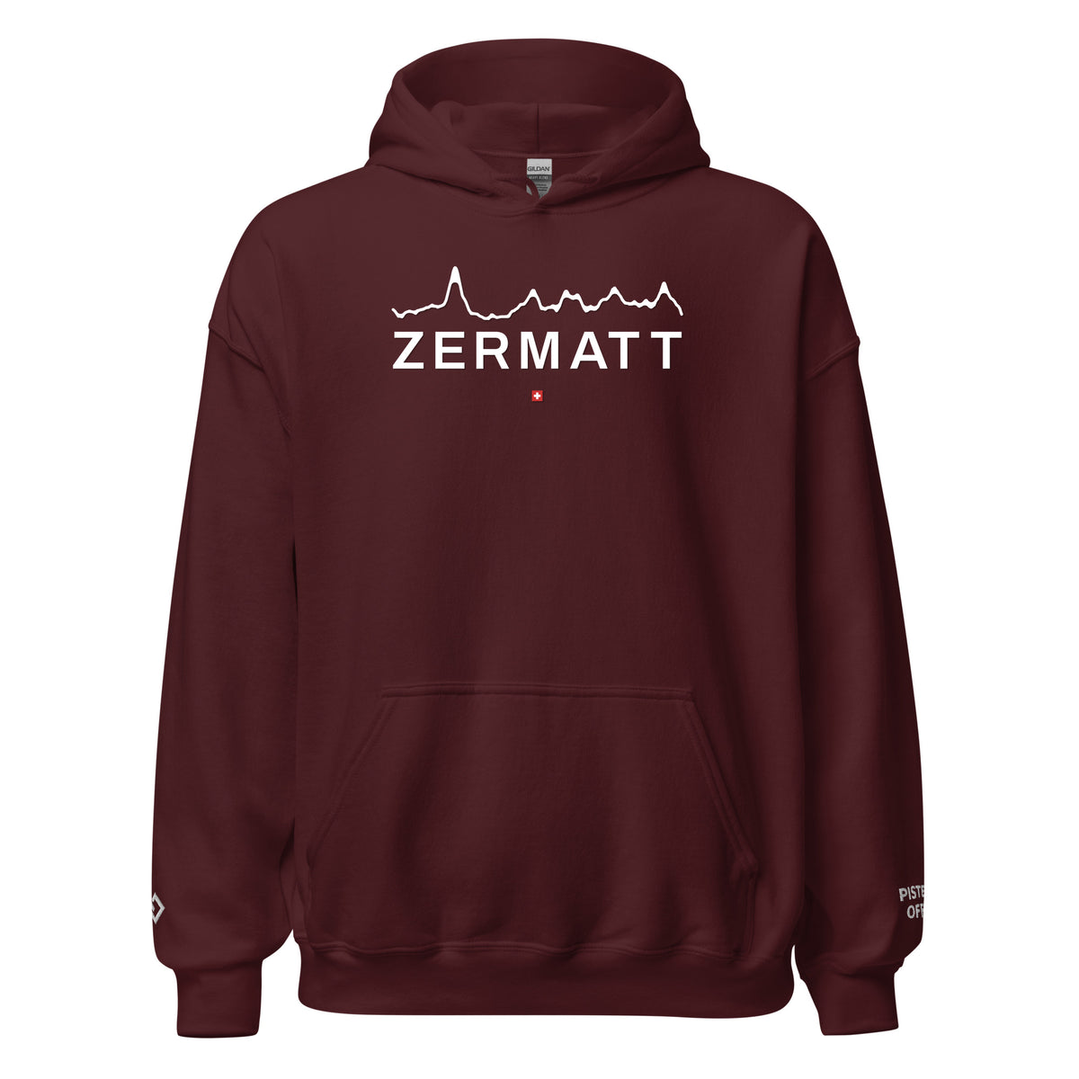 Zermatt embroidered hoodie, maroon, front