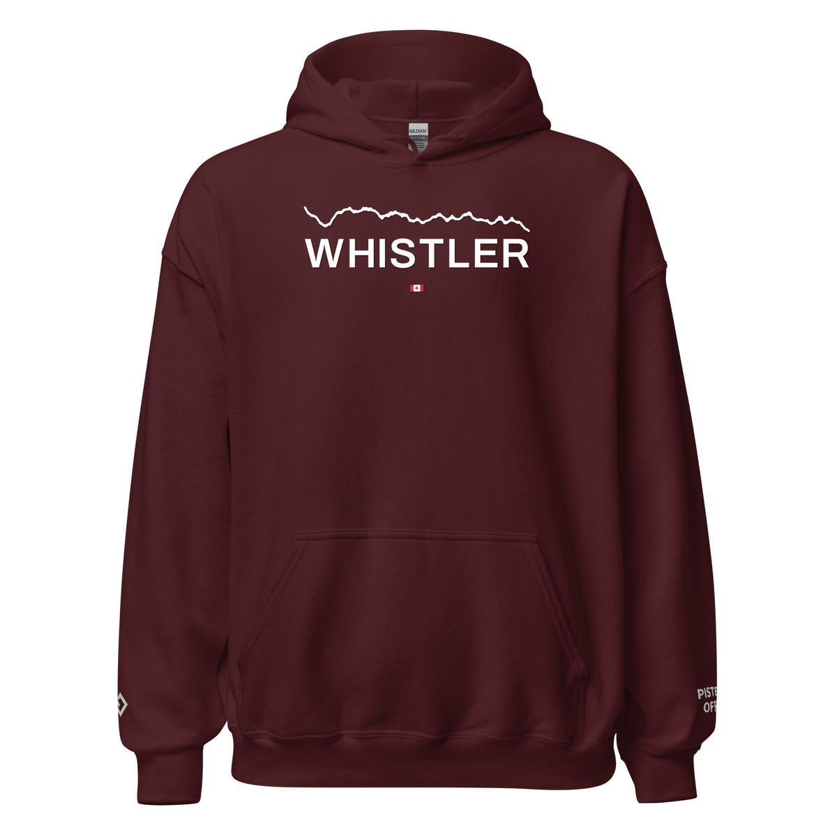 Whistler embroidered hoodie, maroon, front