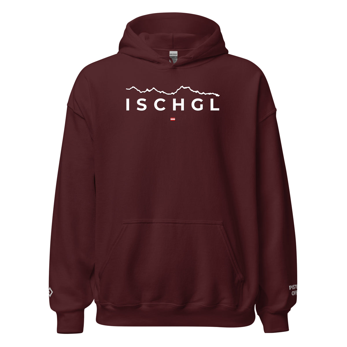 Ischgl embroidered hoodie, maroon, front
