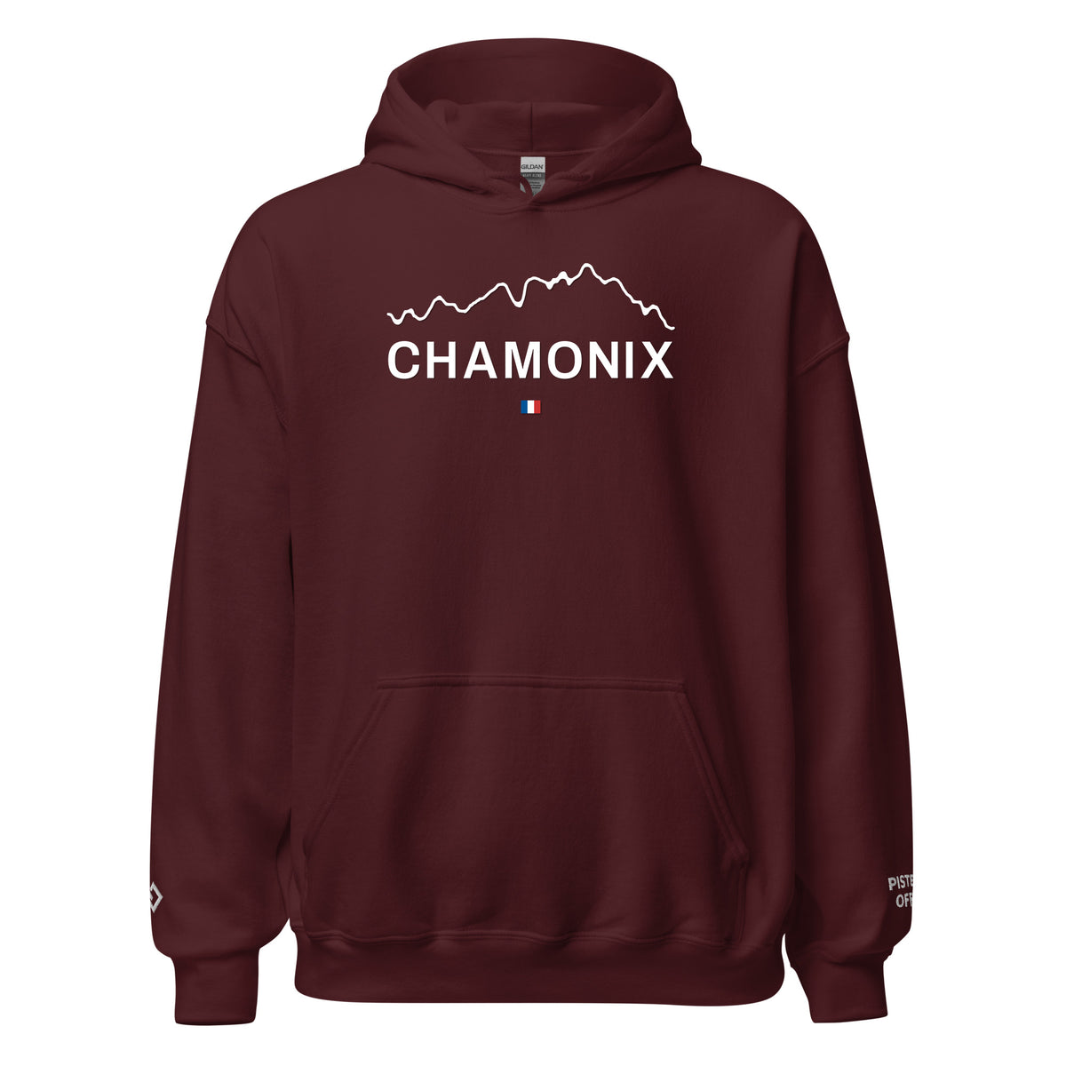 Chamonix embroidered hoodie, maroon, front