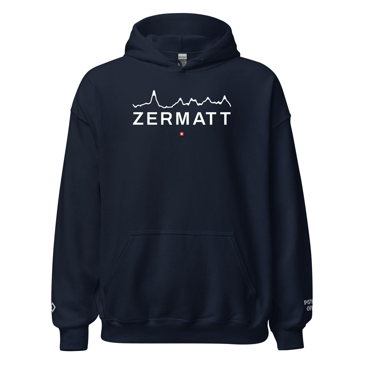 Zermatt embroidered hoodie, navy, front