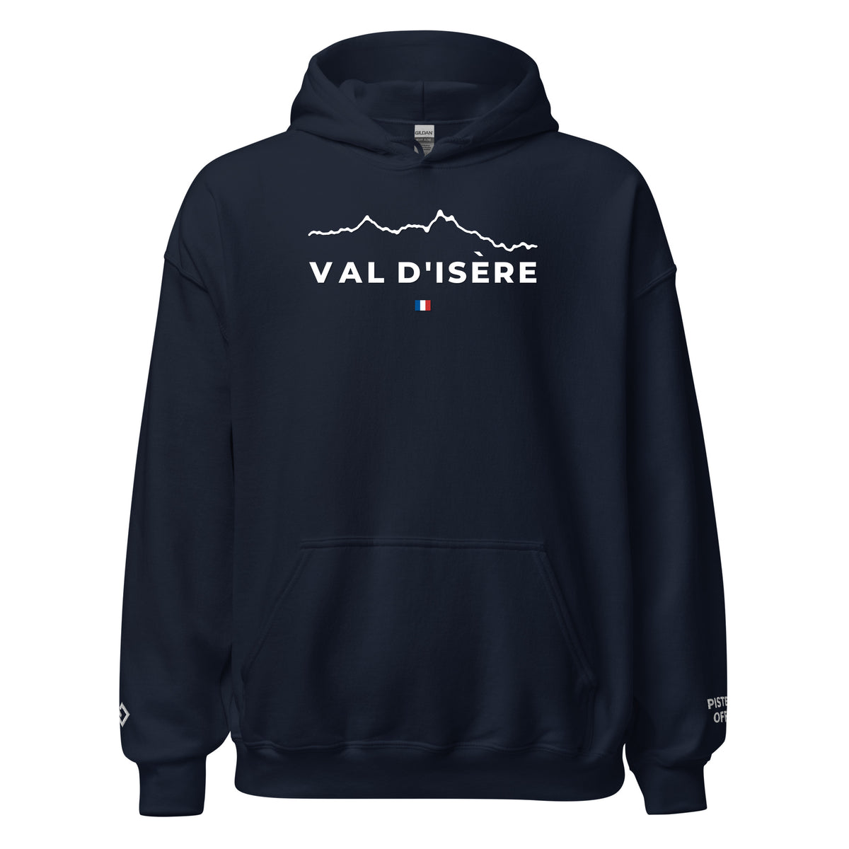 Val d’Isère embroidered hoodie, navy, front
