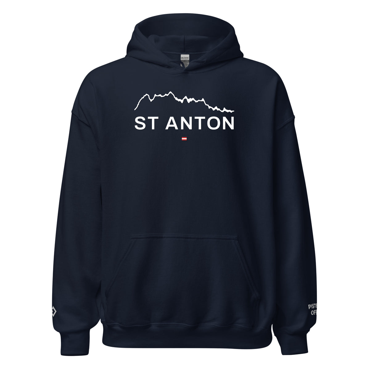 St Anton embroidered hoodie, navy, front
