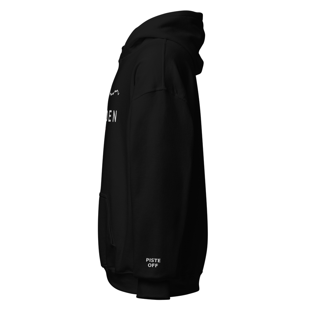 Sölden embroidered hoodie, black, left