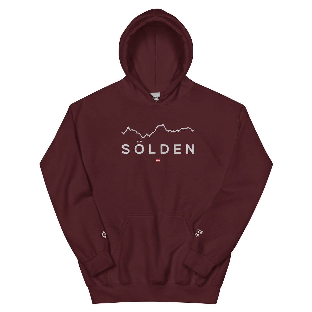 Sölden embroidered hoodie, maroon, front