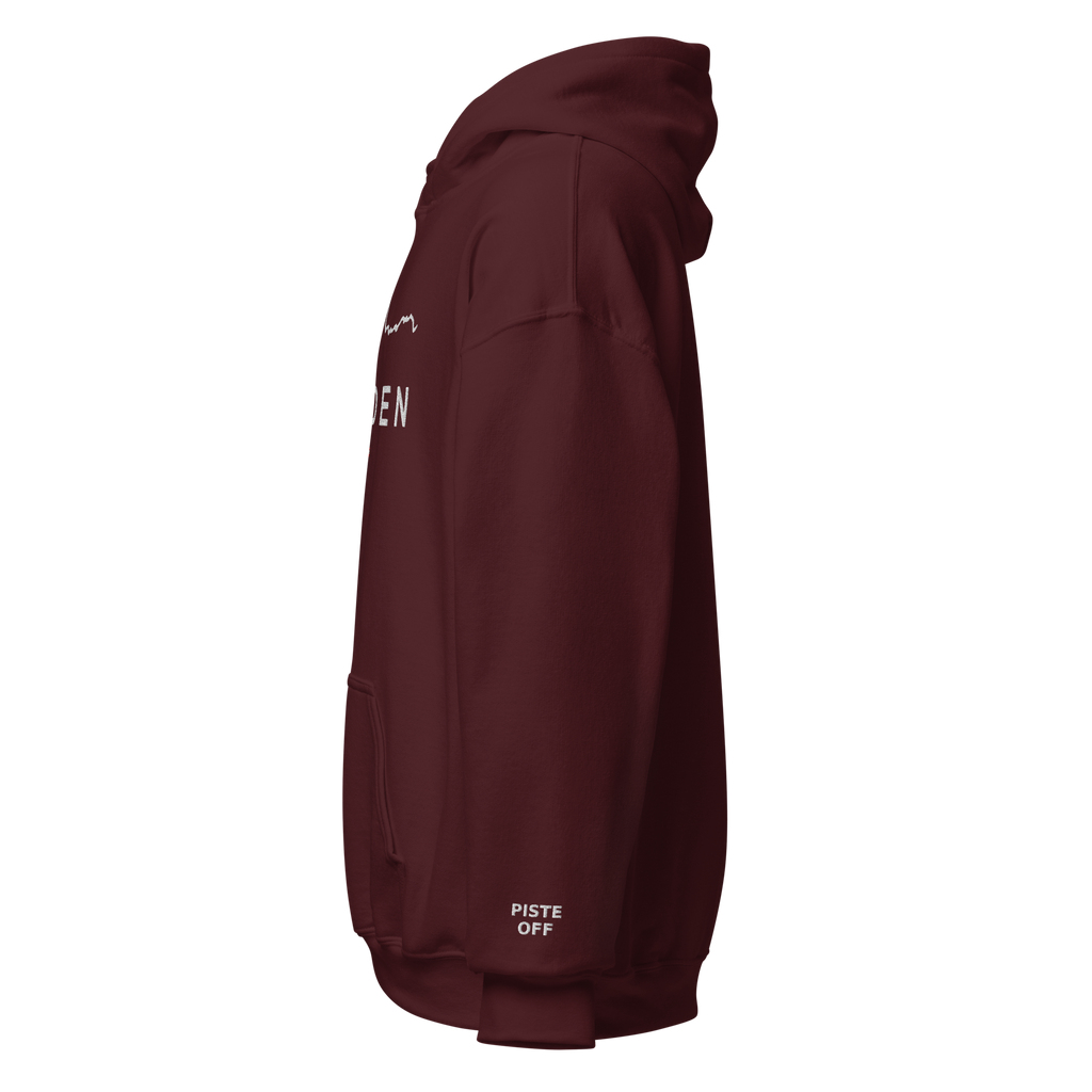Sölden embroidered hoodie, maroon, left