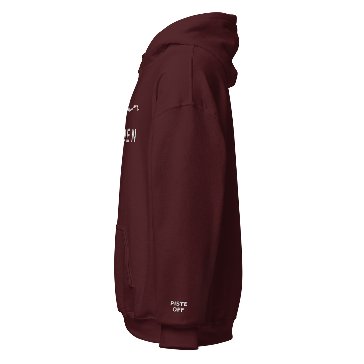 Sölden embroidered hoodie, maroon, left