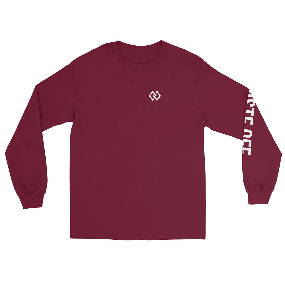 Double Diamond RANGE Unisex Long Sleeve Shirt – Maroon, front (Printful mockup)