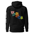 Retro Panels Hoodie – Black, back (Printful mockup)