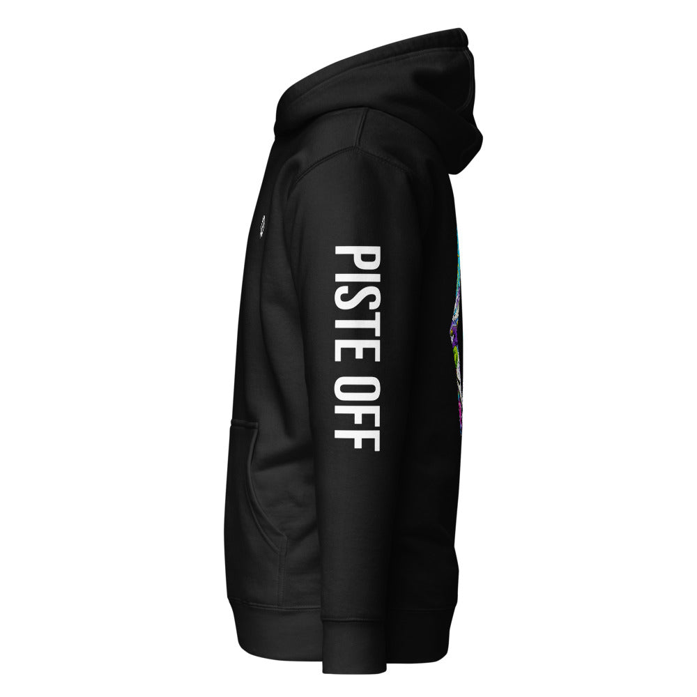 Double Diamond: Park Rat Hoodie – Black, left sleeve (Printful mockup)