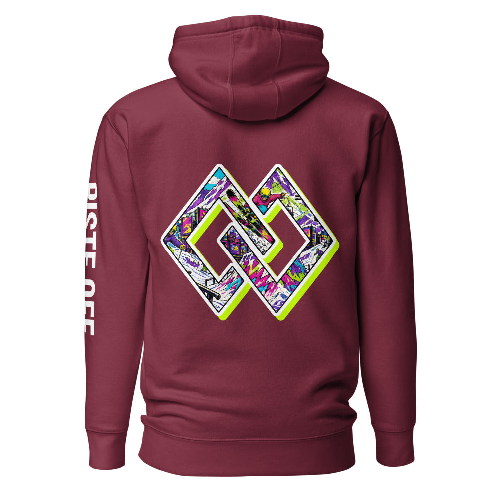 Double Diamond: Park Sticker Hoodie – Maroon, back (Printful mockup)