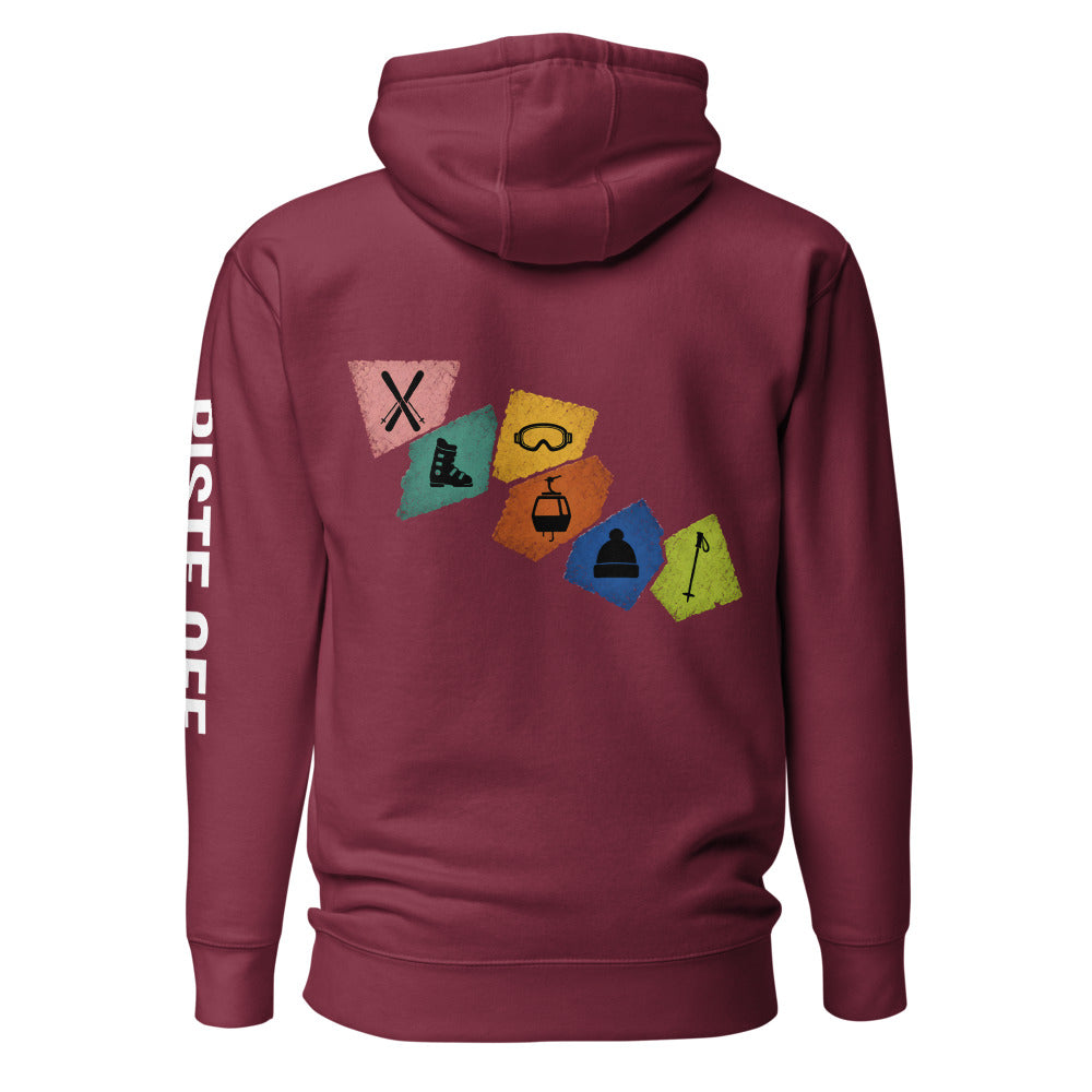 Retro Panels Hoodie – Maroon, back (Printful mockup)