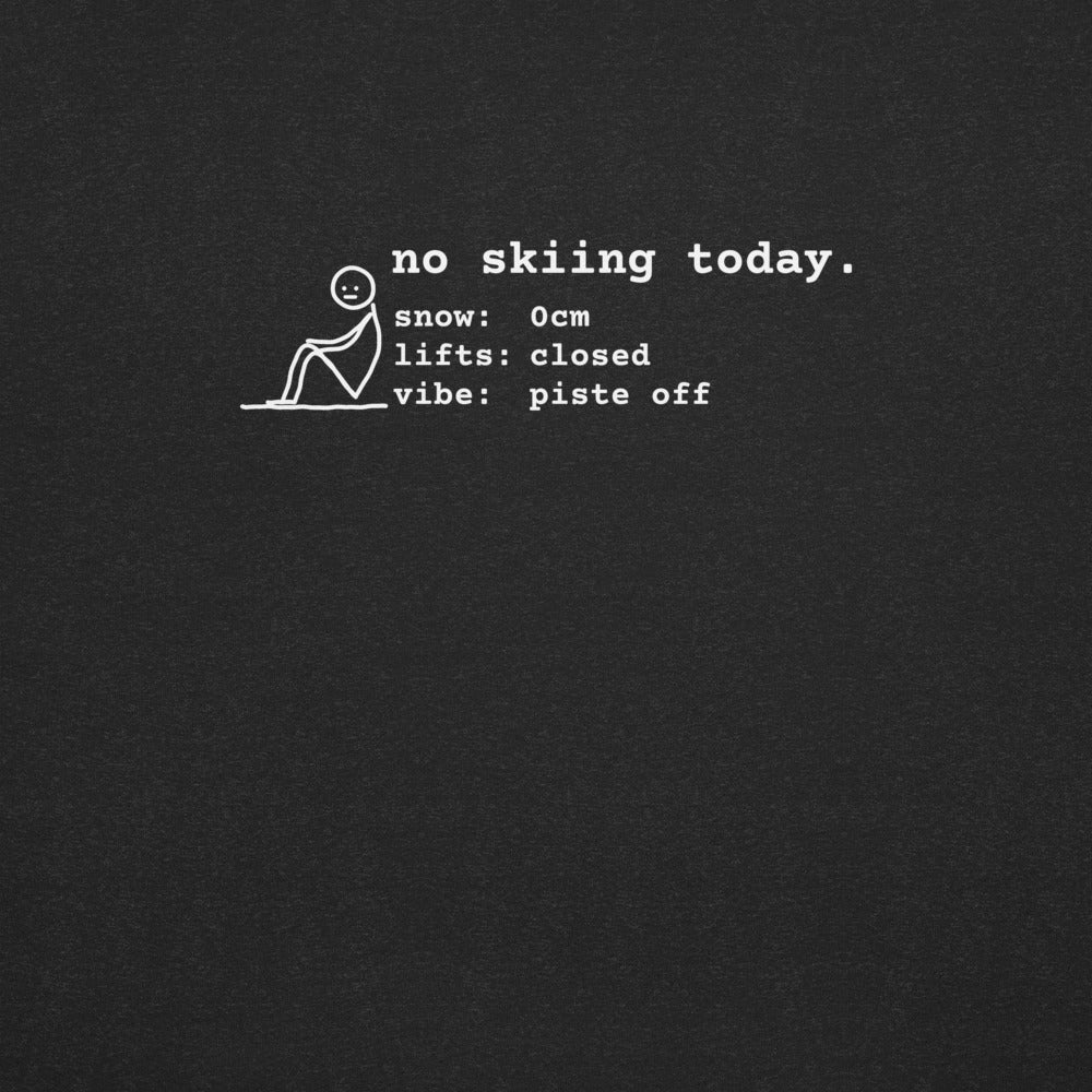 No Skiing Today Conditions Report T-Shirt – Black Heather, back (Printful mockup)