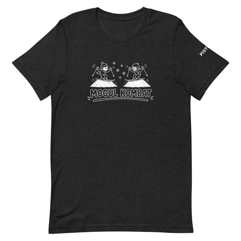 MOGUL KOMBAT Cartoon T-Shirt – Black Heather, front (Printful mockup)