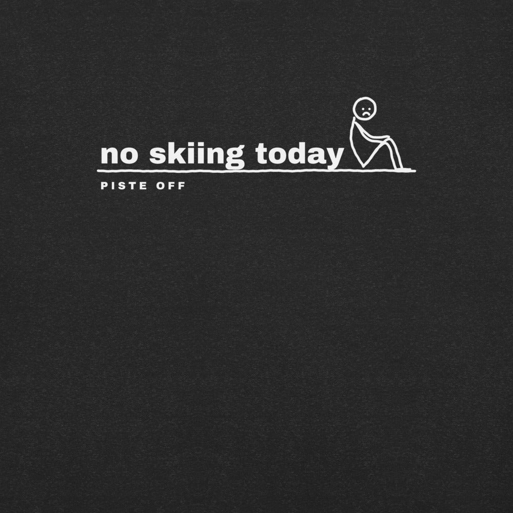No Skiing Today T-Shirt – Black Heather, front (Printful mockup)