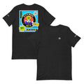 If It's White, Ski It: Tokyo-to Tee – Black Heather, front and back (Printful mockup)