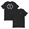 Double Diamond: Park Rat Tee – Black Heather, front and back (Printful mockup)