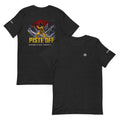Piste Off Revenge T-Shirt – Black Heather, front and back (Printful mockup)