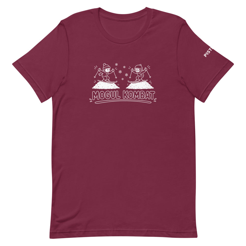 MOGUL KOMBAT Cartoon T-Shirt – Maroon, front (Printful mockup)