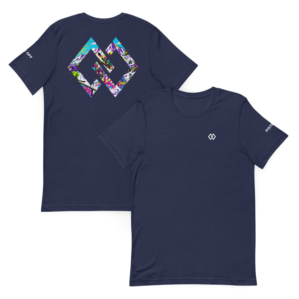 Double Diamond: Park Rat Tee – Navy, front and back (Printful mockup)