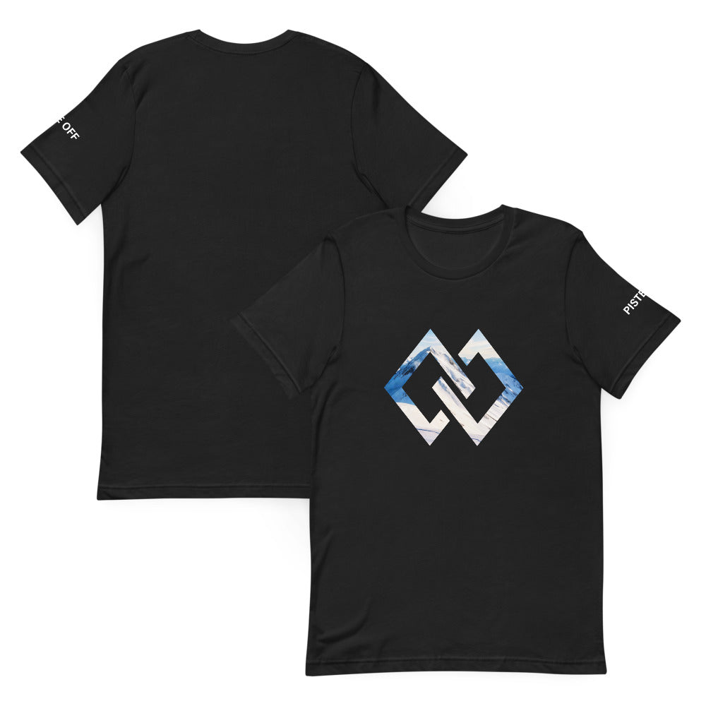 Double Diamond RANGE Unisex T-Shirt – Vintage Black, front and back (Printful mockup)