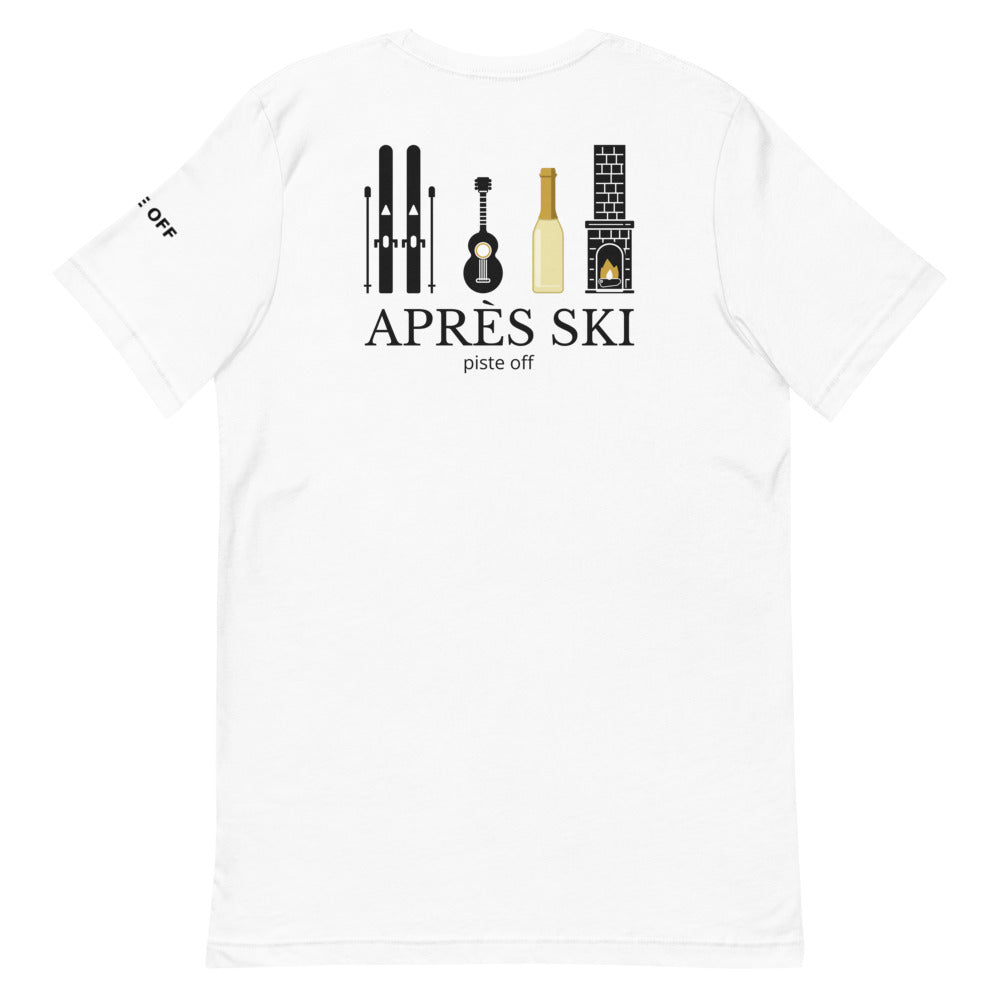 Après Ski T-Shirt – White, back (Printful mockup)