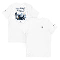 Yay, Skiing! T-Shirt – White, front and back (Printful mockup)